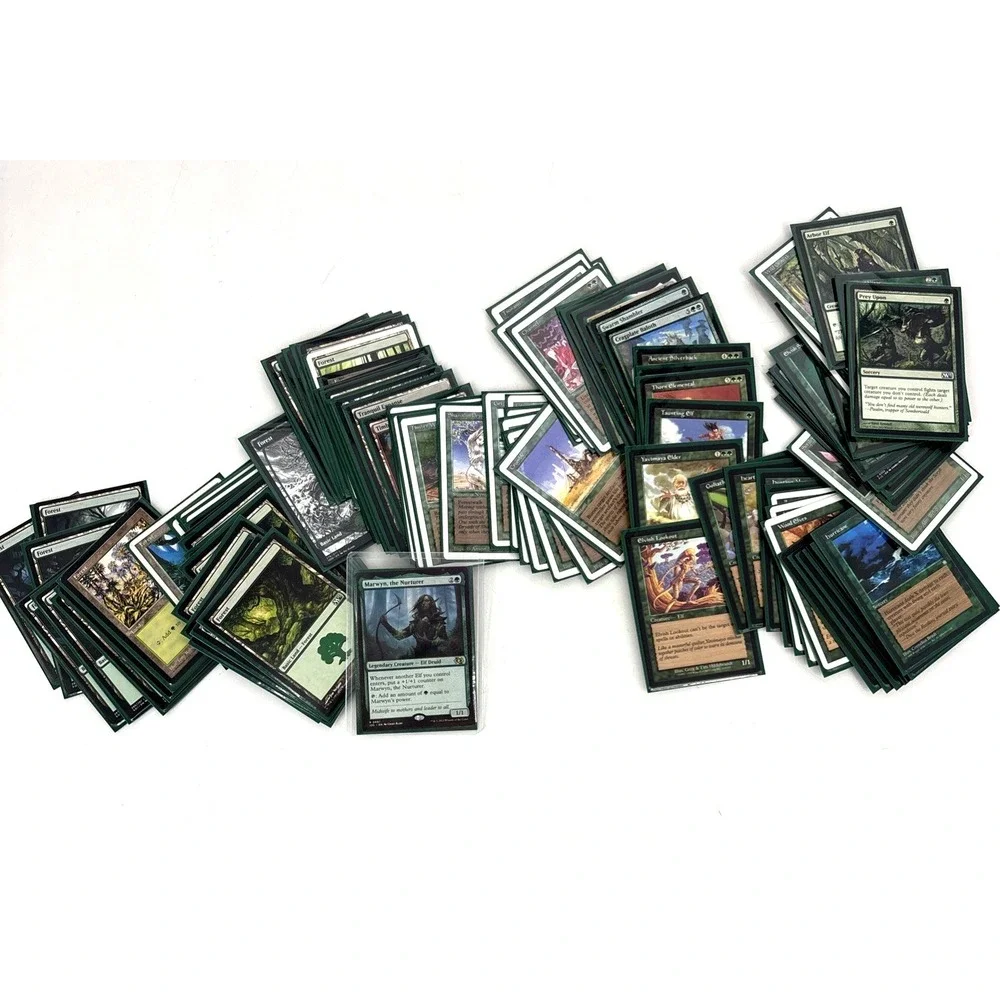 MTG Commander Deck Marwyn the Nurturer Mono Green Elf Ball Tribal EDH Sleeved Bo